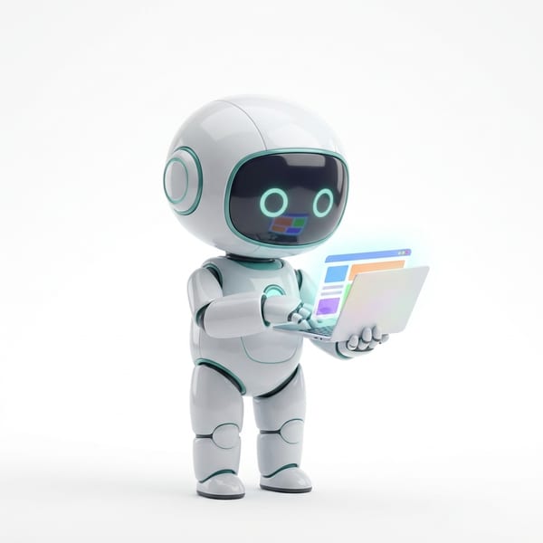 Recrtr robot building a website on a laptop